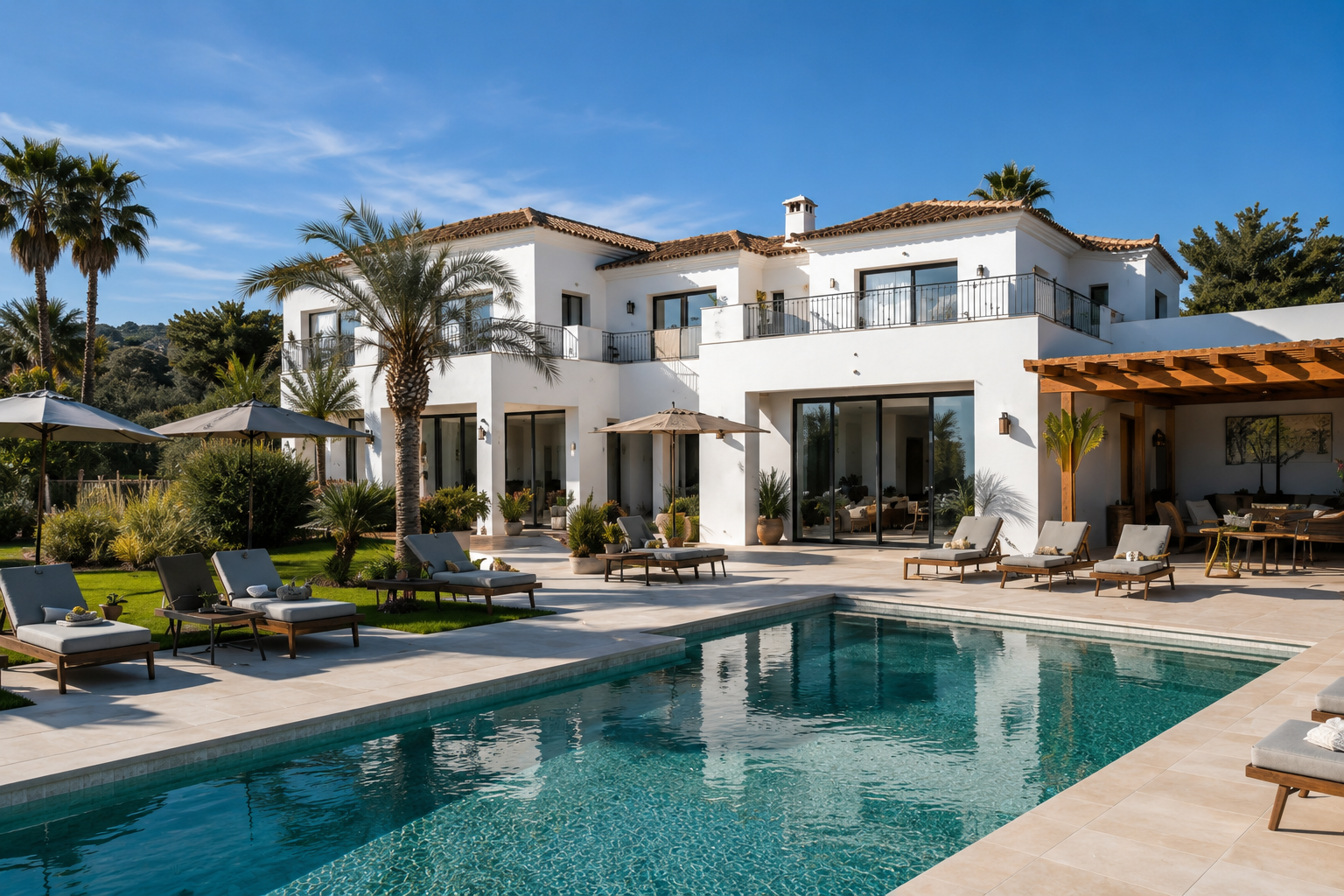 Villa mantida, exterior e terraço
